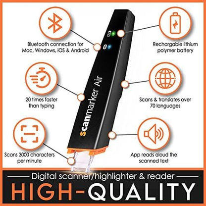 Air Reading Pen & Pen Scanner | Translator Pen for Dyslexia, Students & Professionals - Compatible with Mac, Windows, Ios & Android