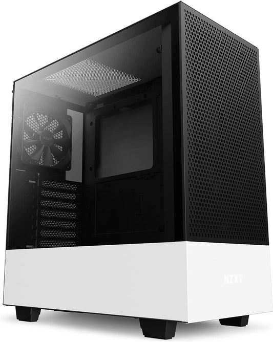 H510 Flow - CA-H52FW-01 - Compact ATX Mid-Tower PC Gaming Case - Perforated Front Panel - Tempered Glass Side Panel - Cable Management System - Water-Cooling Ready - White/Black