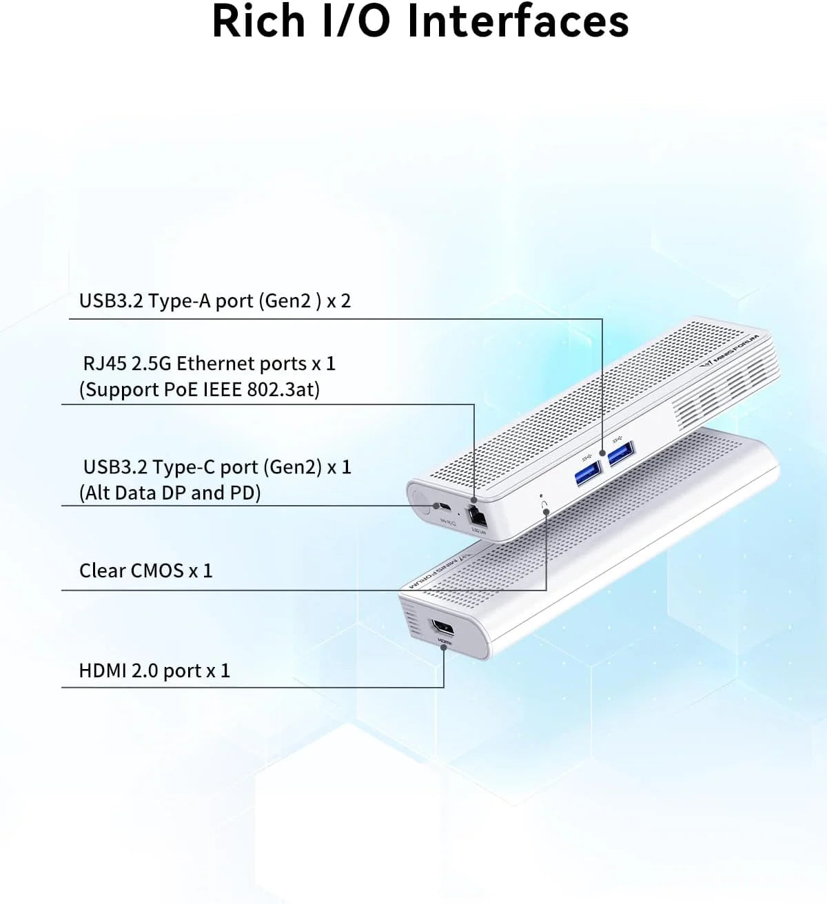 S100 Mini PC Stick 12Th Gen Alder Lake N100(Up to 3.4Ghz) Micro PC, LPDDR5 8GB RAM UFS2.1 128GB, 1X HDMI, 1X USB-C Output, 2X USB3.2, 2.5G RJ45 Port, PD 65W Power Adapter Micro Computer