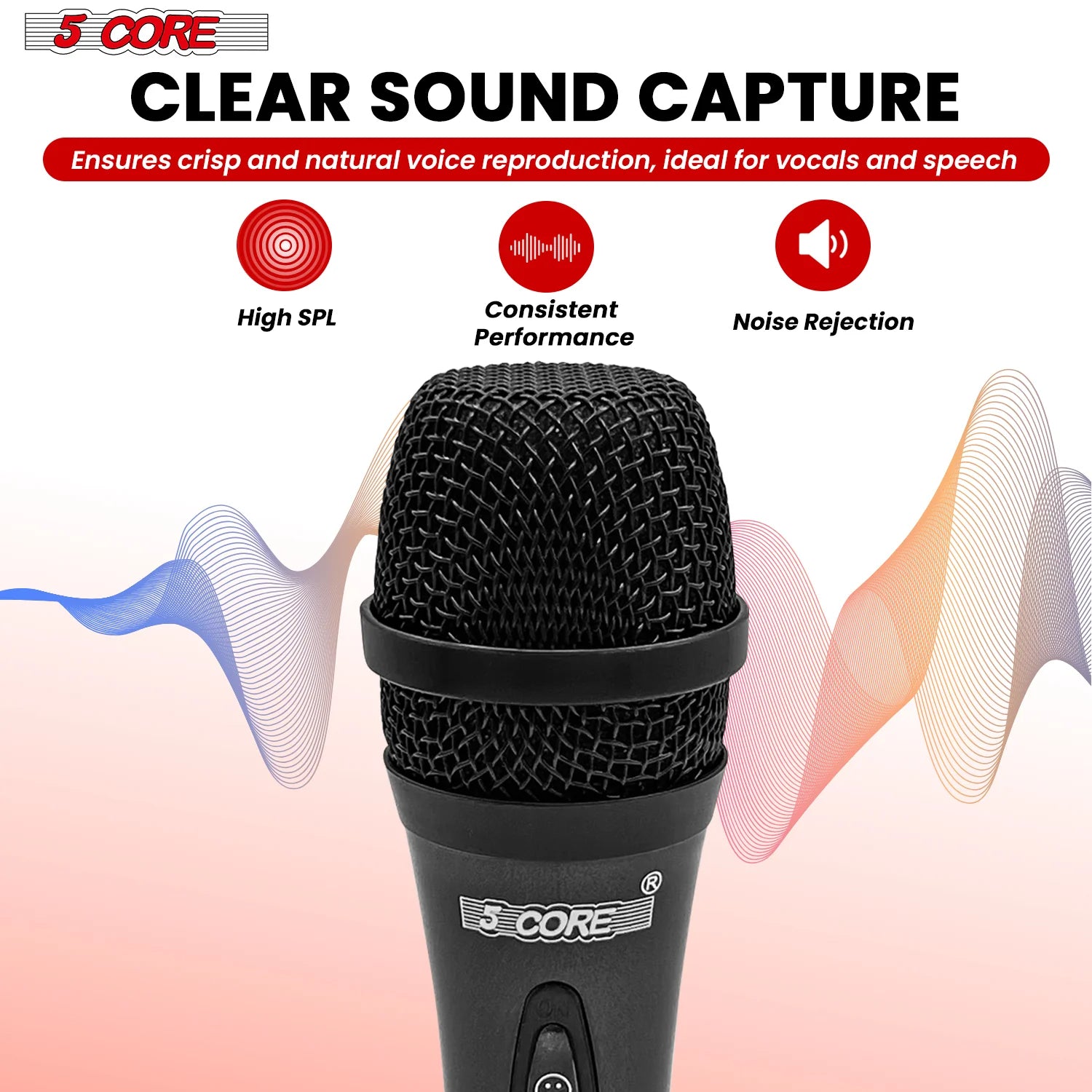 5Core XLR Microphone Dynamic Mic Karaoke Singing Studio Mics Handheld Microfono