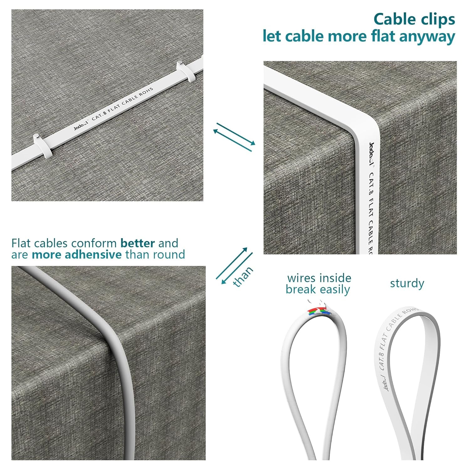 Cat8 Ethernet Cable, Outdoor&Indoor, 25 FT Heavy Duty High Speed Cat 8 LAN Network Cable, 40Gbps 2000Mhz RJ45 Flat Internet Computer Patch Cord, Weatherproof S/FTP UV Resistant for Router/Modem/Gaming