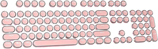 Pink Retro Keycaps for Typewriter Keyboard, Custom Keycaps for Retro DIY Keyboard, Removable Keycaps for 104 Full Size Steampunk Light up Keyboard