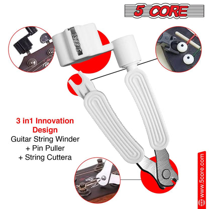 5Core Guitar String Winder Cutter Bridge Pin Remover 3In1 Acoustic Electric Guitars Tool