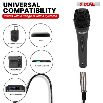 5Core XLR Microphone Dynamic Mic Karaoke Singing Studio Mics Handheld Microfono