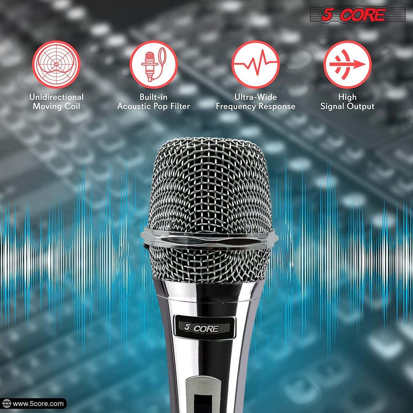 5Core XLR Microphone Dynamic Mic Karaoke Singing Studio Microfono Handheld Mics