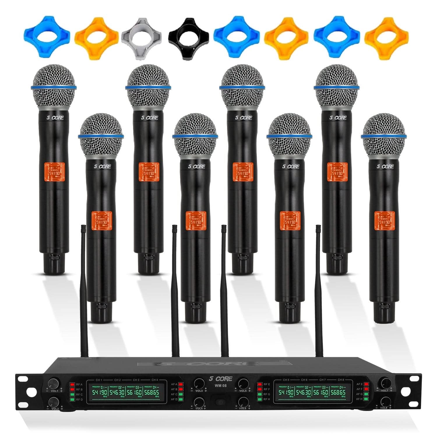 5Core Wireless Microphones 8 Channel Karaoke Professional UHF Singing Mic System Cordless Microfonos