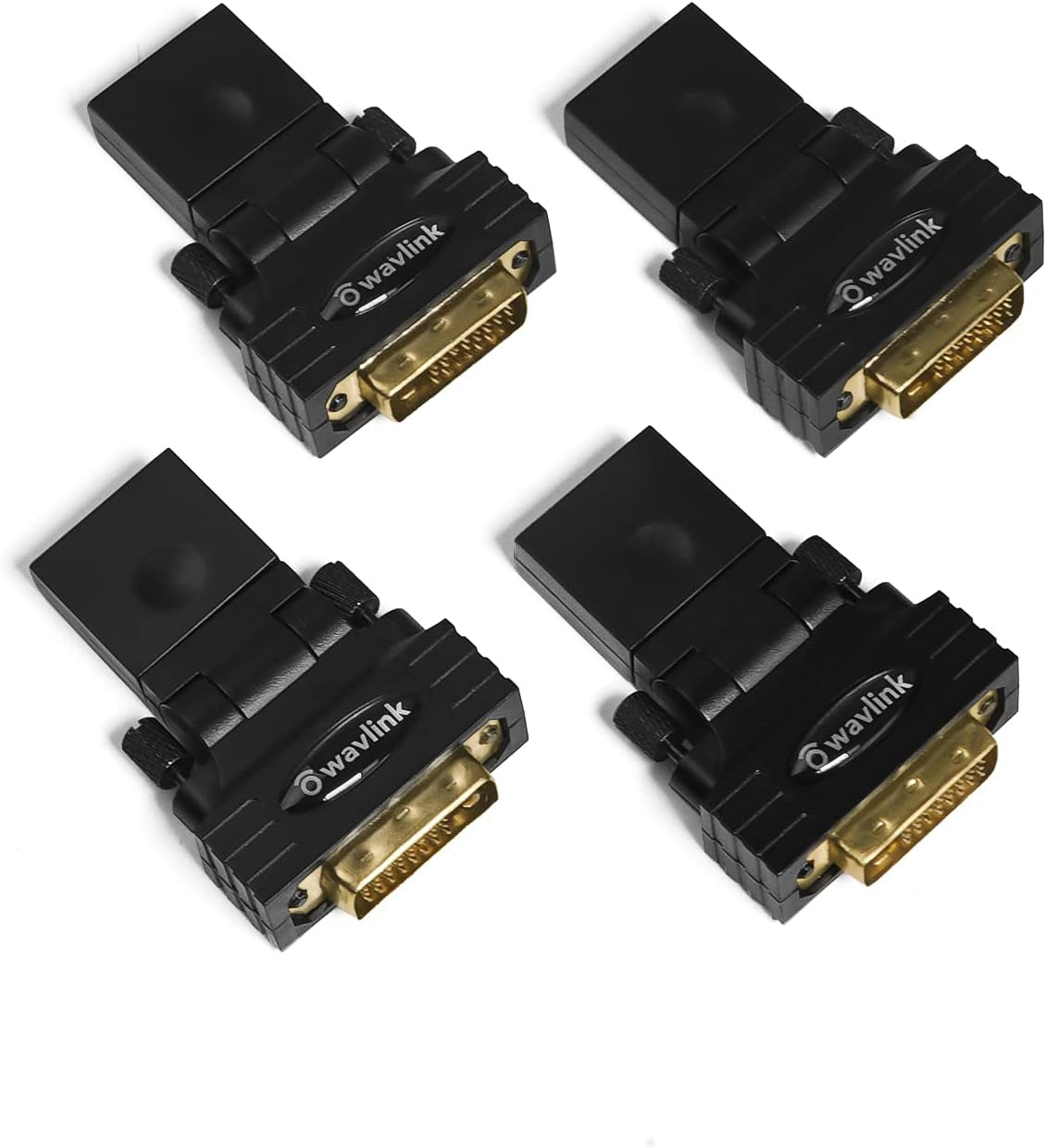 DVI to HDMI Adapter, HDMI Female to DVI Male Bidirectional Converter, Rotatable DVI-D 24+1 Male to HDMI Female with Gold-Plated Cord, Support 1080P HD for Xbox One/Ps5/Blue-Ray, 4 Pack