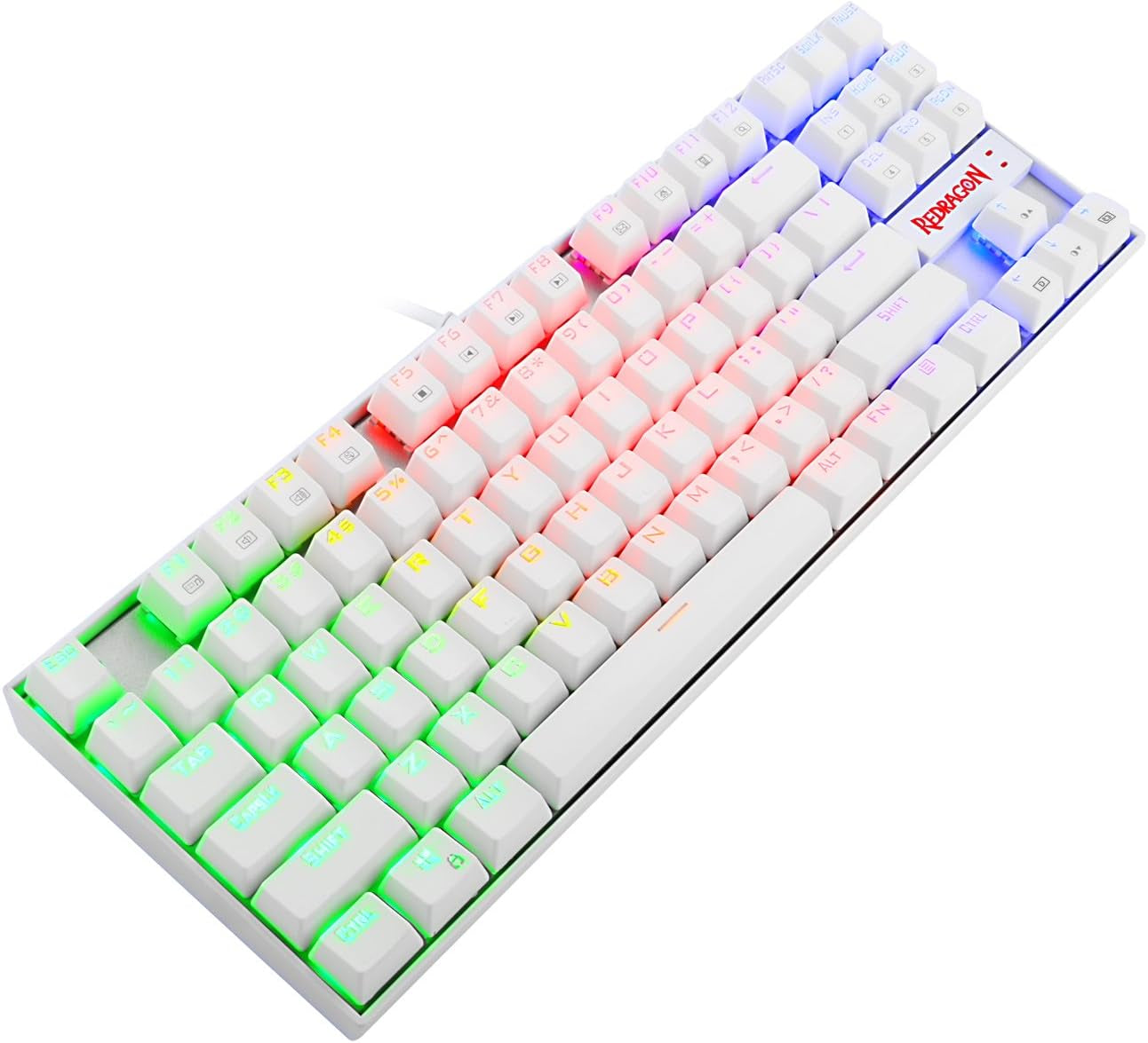 K552 Mechanical Gaming Keyboard 60% Compact 87 Key Kumara Wired Cherry MX Blue Switches Equivalent for Windows PC Gamers (RGB Backlit White)