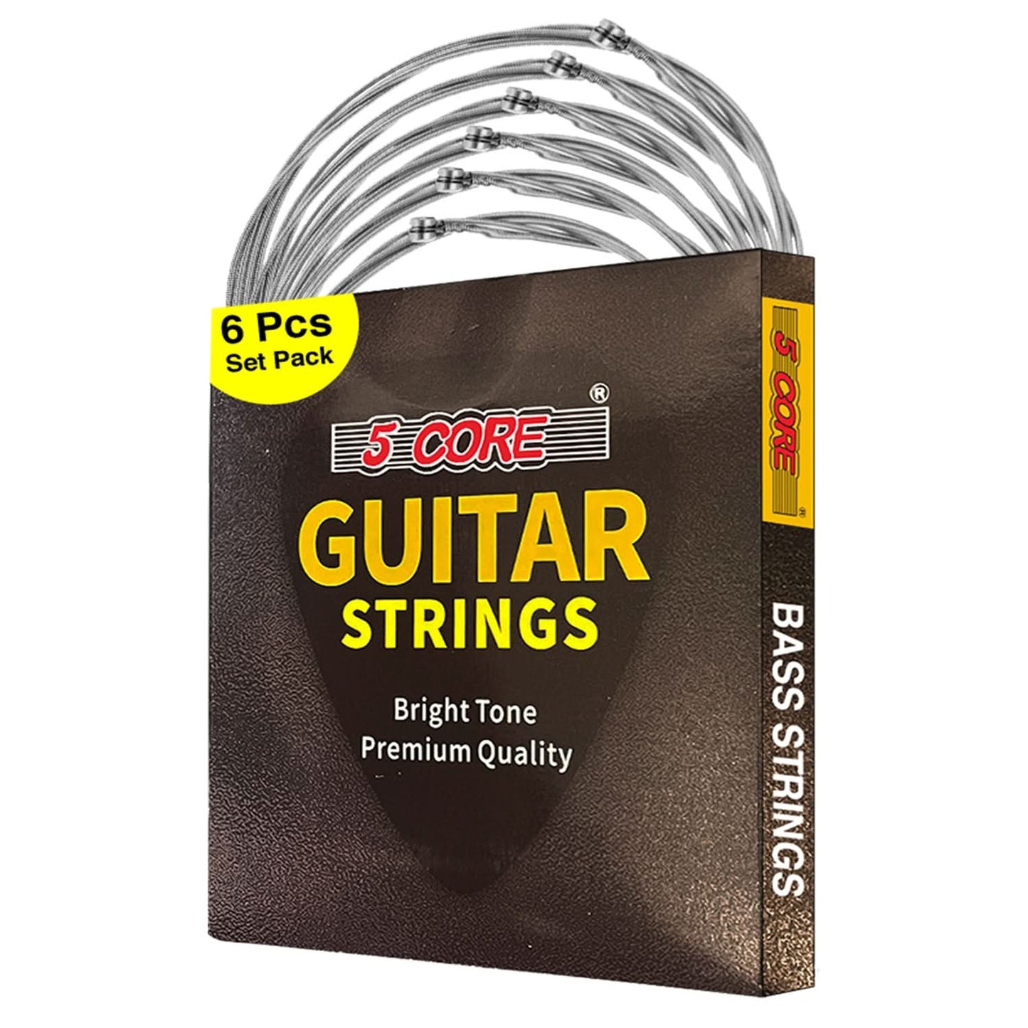 5Core Bass Electric Guitar Strings 0.045-.100 Gauge W Bright Tone for 6 String Guitars