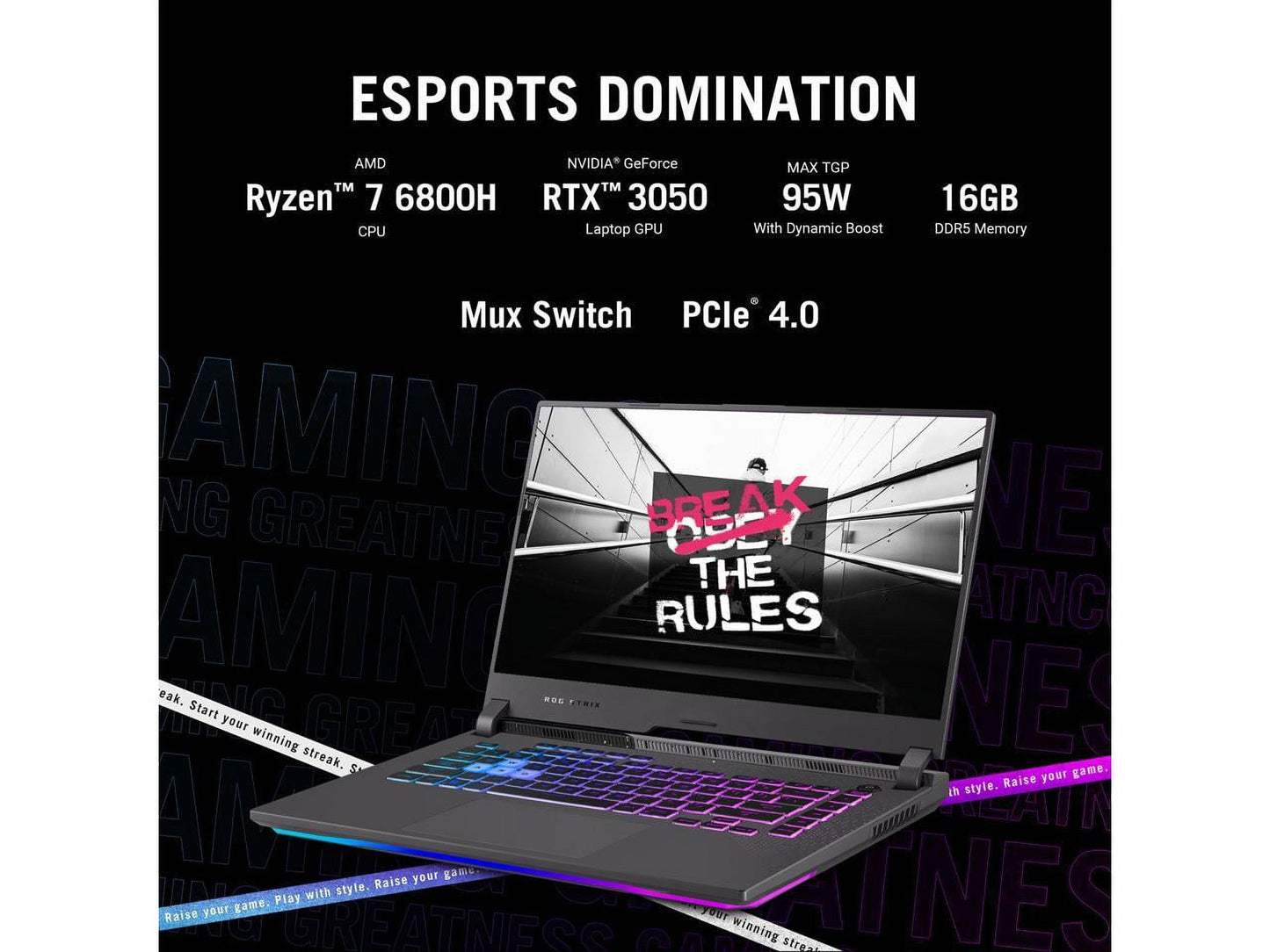 ROG Strix G15 (2022) Gaming Laptop, 15.6" FHD 144Hz, Geforce RTX 3050, AMD Ryzen 7 6800HS, 16GB DDR5, 512GB Pcie SSD, Wi-Fi 6E, Windows 11, G513RC-ES73