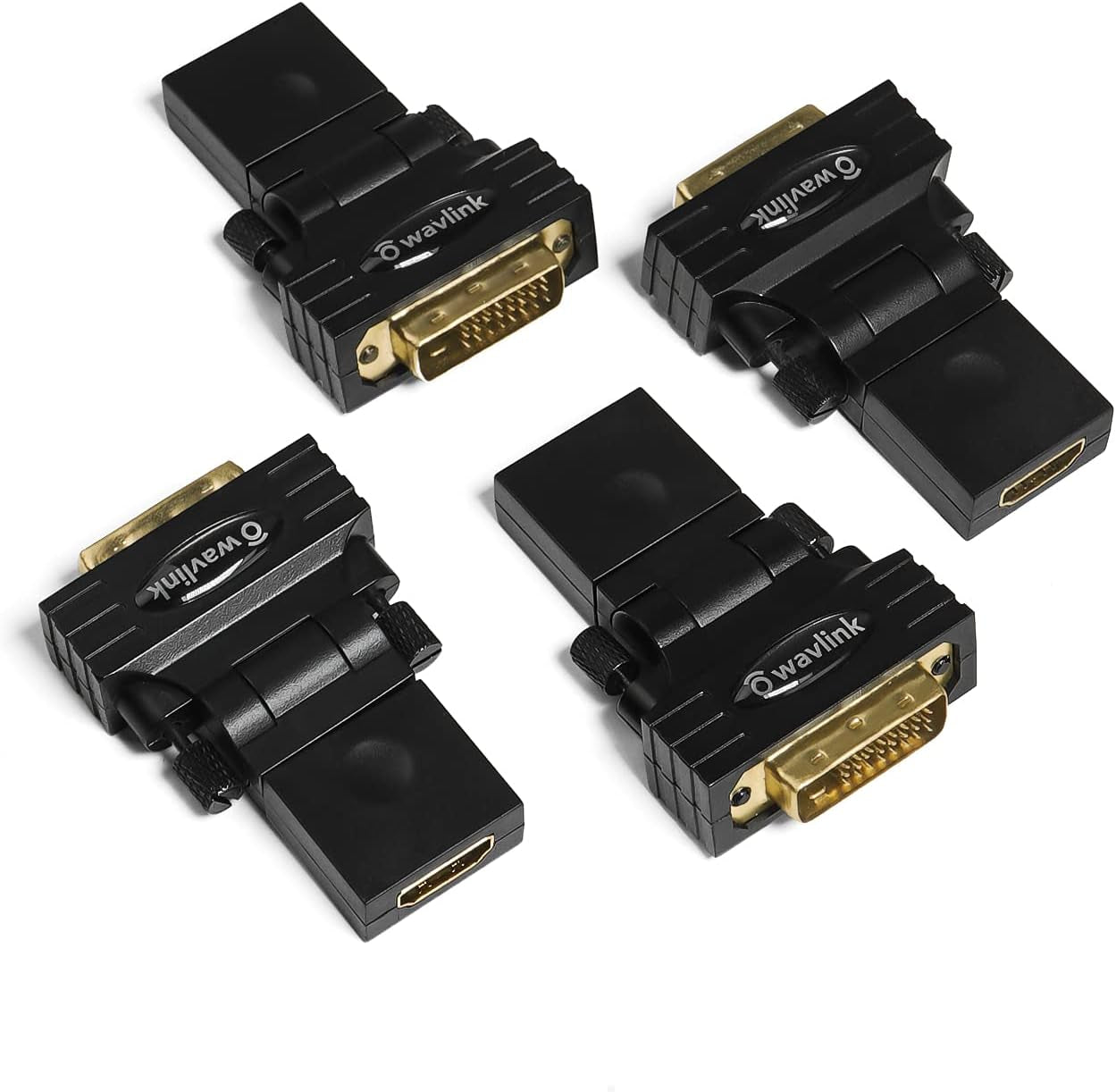 DVI to HDMI Adapter, HDMI Female to DVI Male Bidirectional Converter, Rotatable DVI-D 24+1 Male to HDMI Female with Gold-Plated Cord, Support 1080P HD for Xbox One/Ps5/Blue-Ray, 4 Pack