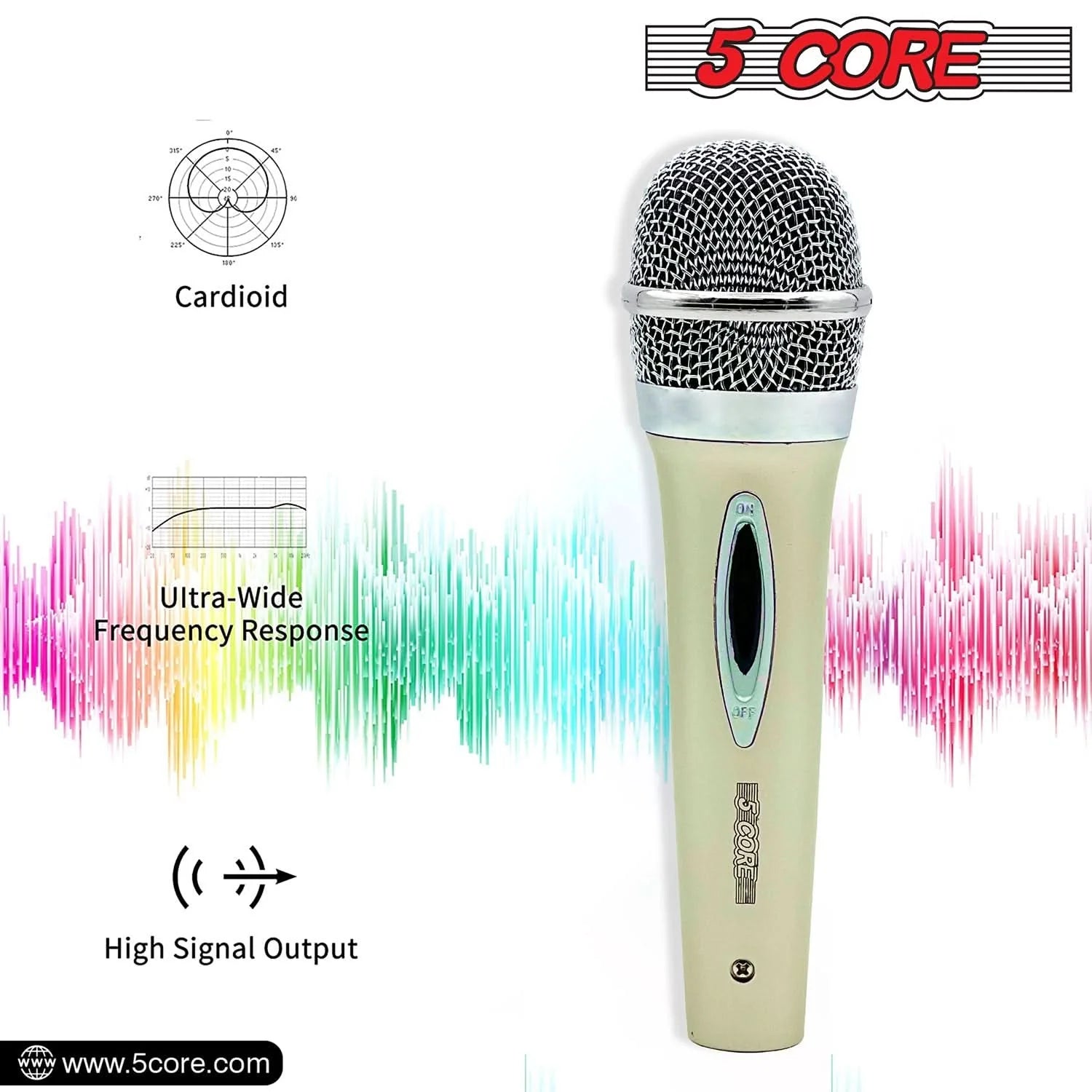 5Core XLR Microphone Dynamic Mic Karaoke Singing Studio Mics Handheld Microfono