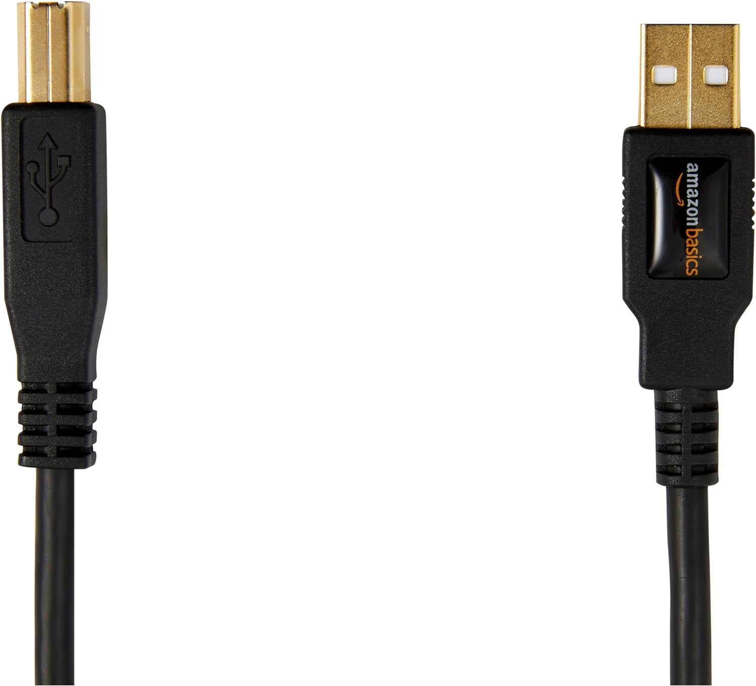 USB-A to USB-B 2.0 Cable with 480 Mbps Transfer Speed for Printer or External Hard Drive, Gold-Plated Connectors, 6 Foot, Black