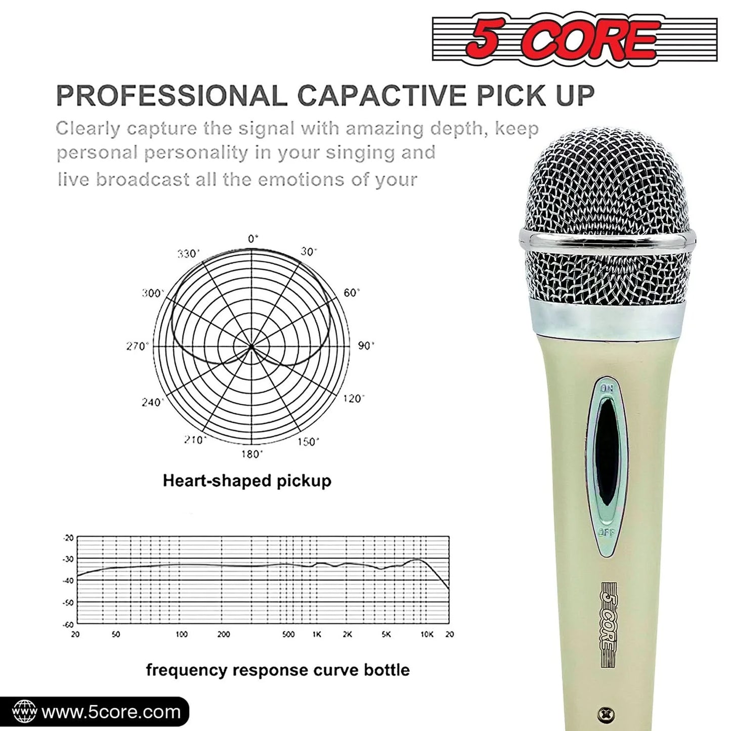 5Core XLR Microphone Dynamic Mic Karaoke Singing Studio Mics Handheld Microfono