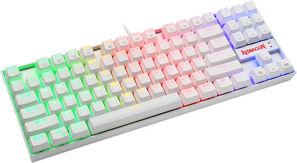 K552 Mechanical Gaming Keyboard 60% Compact 87 Key Kumara Wired Cherry MX Blue Switches Equivalent for Windows PC Gamers (RGB Backlit White)