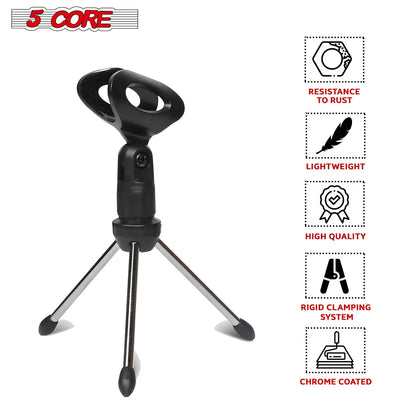 5Core Desktop Mic Stand Universal Desk Microphone Holder Table Top Tripod Stands