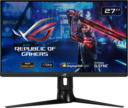 ROG Strix XG27AQ 27” Gaming Monitor, 1440P WQHD (2560 X 1440), Fast IPS, 170Hz, 1Ms, G-SYNC, Extreme Low Motion Blur Sync, Eye Care, HDMI Displayport USB 3.0 Hub, HDR™ 400