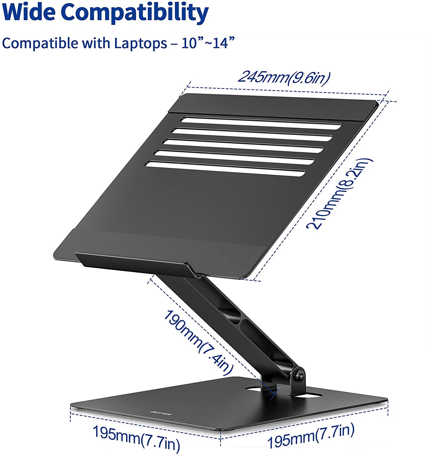 LSX5 Aluminum Laptop Stand, Ergonomic Adjustable Notebook Stand, Riser Holder Computer Stand Compatible with Air, Pro, Dell, HP, Lenovo More 10-14" Laptops (Black)