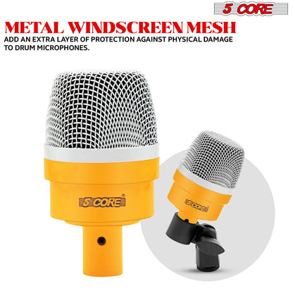 5Core Drum Mic Kit 7 Pcs Kick Basstom Snare Dynamic Microphone Instrument Mics Set Yellow