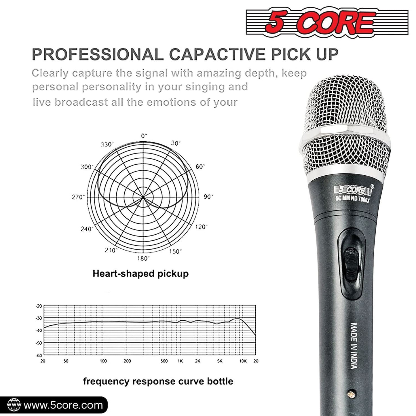 5Core XLR Microphone Dynamic Mic Karaoke Singing Studio Microfono Handheld Mics