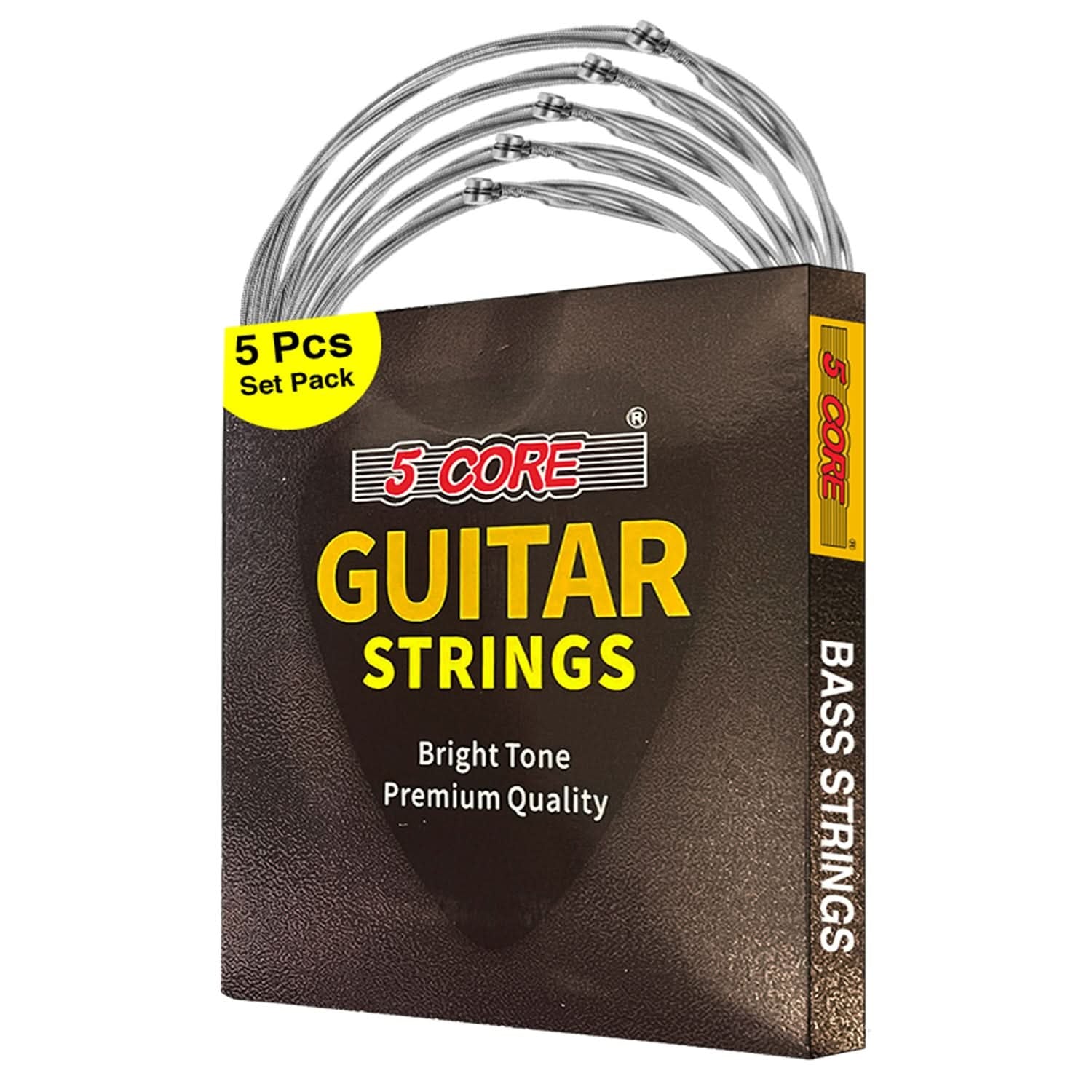 5Core Bass Electric Guitar Strings 0.045-.100 Gauge W Bright Tone for 6 String Guitars