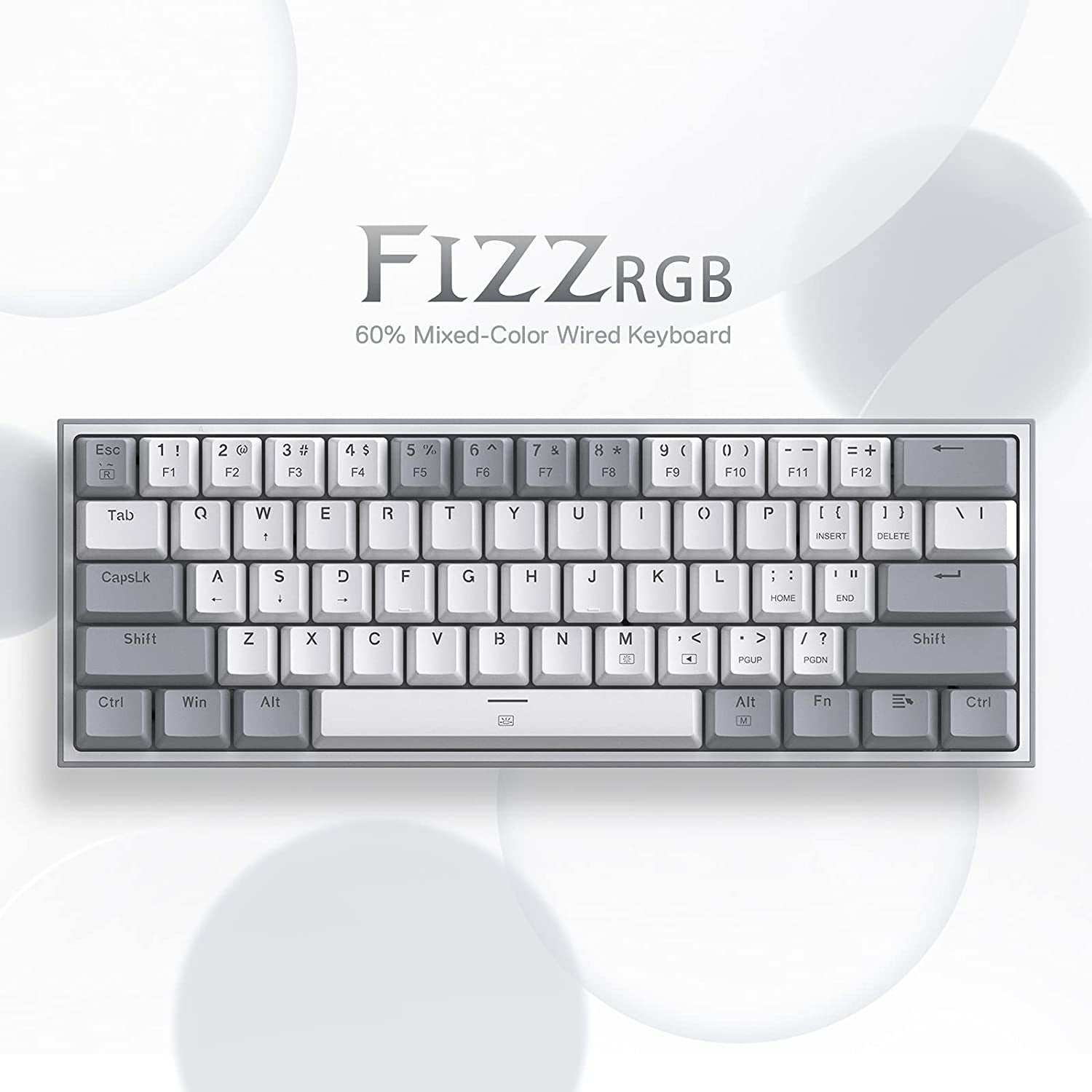 K617 Fizz 60% Wired RGB Gaming Keyboard, 61 Keys Hot-Swap Compact Mechanical Keyboard W/White and Grey Color Keycaps, Linear Red Switch, Pro Driver/Software Supported