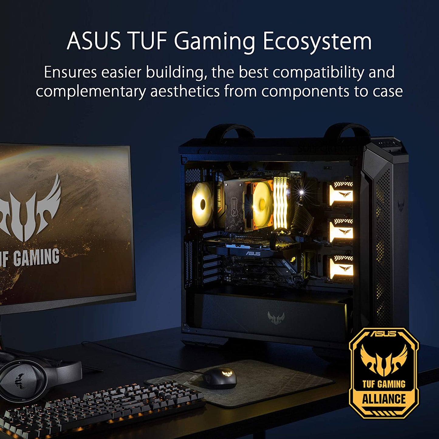 TUF Gaming GT501 Mid-Tower Computer Case for up to EATX Motherboards with USB 3.0 Front Panel Cases GT501/GRY/WITH Handle