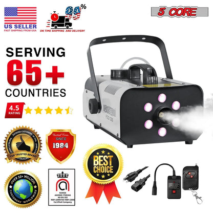 5Core Fog Smoke Machine 1200W Low Lying Indoor Outdoor 1L Fog Maker with LED Lights